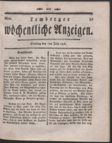 Lemberger Wöchentliche Anzeigen. R. 1798 Nr 52