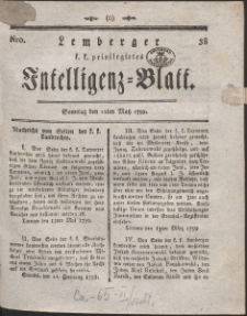 Lemberg Kaiserlich-Königliches Intelligenz-Blatt. R. 1799 nr 38