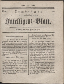 Lemberg Kaiserlich-Königliches Intelligenz-Blatt. R. 1800 Nr 10