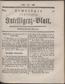 Lemberg Kaiserlich-Königliches Intelligenz-Blatt. R. 1800 Nr 54