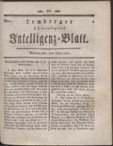 Lemberg Kaiserlich-Königliches Intelligenz-Blatt. R. 1801 Nr 4