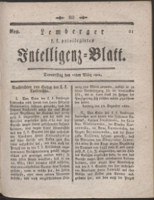 Lemberg Kaiserlich-Königliches Intelligenz-Blatt. R. 1801 Nr 21