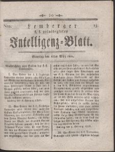 Lemberg Kaiserlich-Königliches Intelligenz-Blatt. R. 1802 Nr 25