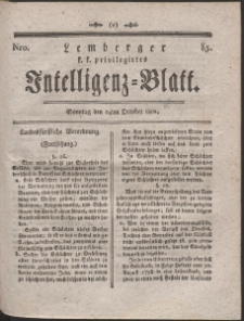 Lemberg Kaiserlich-Königliches Intelligenz-Blatt. R. 1802 Nr 85