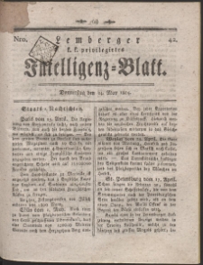 Lemberg Kaiserlich-Königliches Intelligenz-Blatt. R. 1804 Nr 42