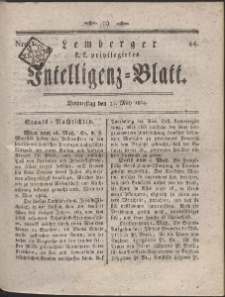 Lemberg Kaiserlich-Königliches Intelligenz-Blatt. R. 1804 Nr 44