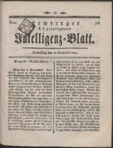 Lemberg Kaiserlich-Königliches Intelligenz-Blatt. R. 1804 Nr 76