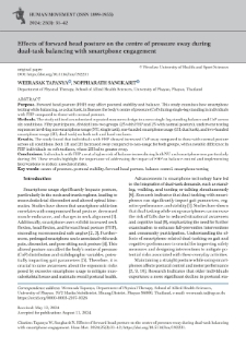 Effects of forward head posture on the centre of pressure sway duringdual-task balancing with smartphone engagement