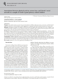 Associations between physical activity, screen time, and friends’ socialnetwork in a sample of Greek-Cypriot primary school children