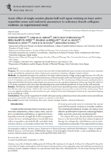 Acute effect of single-session physio-ball wall squat training on knee activereposition sense and isokinetic parameters in sedentary female collegiatestudents: an experimental study