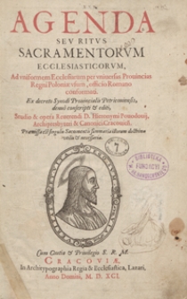 [Agenda ad uniformem ecclesiarum per universas provincias Regni Poloniae usum. Cz. 1]