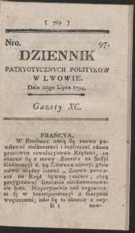 Dziennik Patryotycznych Politykow w Lwowie. R. 1794 Nr 97