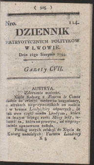 Dziennik Patryotycznych Politykow w Lwowie. R. 1794 Nr 114