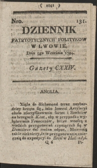 Dziennik Patryotycznych Politykow w Lwowie. R. 1794 Nr 131