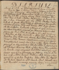 Diariusz sejmu zwyczajnego 1754 r. oraz różne materiały treści politycznej z lat 1745-1759.