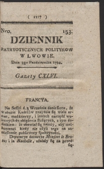 Dziennik Patryotycznych Politykow w Lwowie. R. 1794 Nr 153