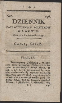 Dziennik Patryotycznych Politykow w Lwowie. R. 1794