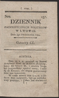 Dziennik Patryotycznych Politykow w Lwowie. R. 1794 Nr 157