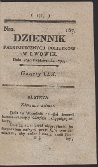 Dziennik Patryotycznych Politykow w Lwowie. R. 1794 Nr 167