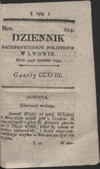 Dziennik Patryotycznych Politykow w Lwowie. R. 1794 Nr 224