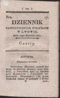 Dziennik Patryotycznych Politykow w Lwowie. R. 1795 Nr 17