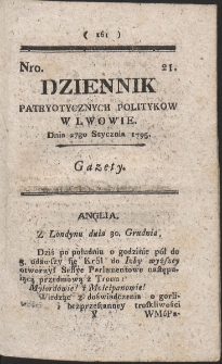 Dziennik Patryotycznych Politykow w Lwowie. R. 1795 Nr 21