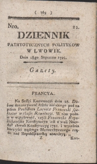 Dziennik Patryotycznych Politykow w Lwowie. R. 1795 Nr 22