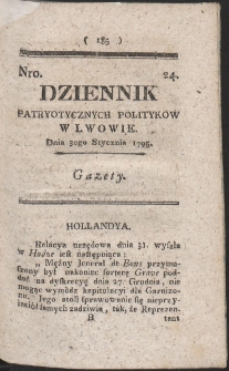 Dziennik Patryotycznych Politykow w Lwowie. R. 1795 Nr 24