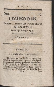 Dziennik Patryotycznych Politykow w Lwowie. R. 1795 Nr 29