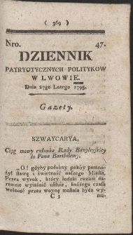 Dziennik Patryotycznych Politykow w Lwowie. R. 1795 Nr 47