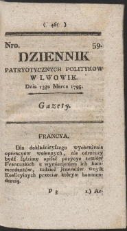 Dziennik Patryotycznych Politykow w Lwowie. R. 1795 Nr 59