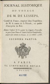 Journal Historique Du Voyage De M. De Lesseps [...] : Depuis l'instant ou il a quitte les fregates Francoises au port Saint-Pierre [...]. Ps 2.