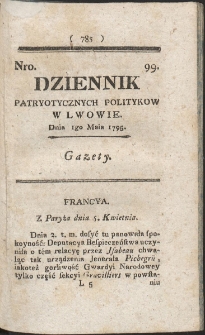 Dziennik Patryotycznych Politykow w Lwowie. R. 1795 Nr 99