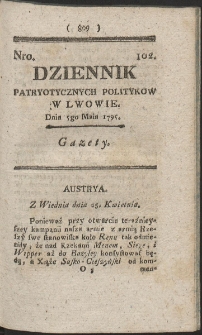 Dziennik Patryotycznych Politykow w Lwowie. R. 1795 Nr 102