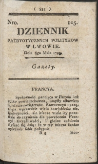 Dziennik Patryotycznych Politykow w Lwowie. R. 1795 Nr 105