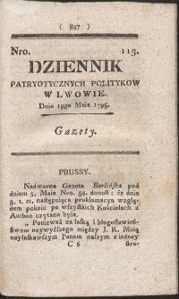 Dziennik Patryotycznych Politykow w Lwowie. R. 1795 Nr 113