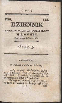 Dziennik Patryotycznych Politykow w Lwowie. R. 1795 Nr 114