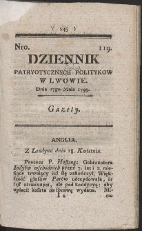 Dziennik Patryotycznych Politykow w Lwowie. R. 1795 Nr 119