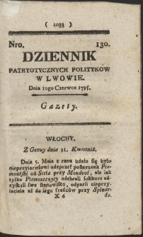 Dziennik Patryotycznych Politykow w Lwowie. R. 1795 Nr 130