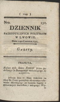 Dziennik Patryotycznych Politykow w Lwowie. R. 1795 Nr 132