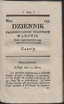 Dziennik Patryotycznych Politykow w Lwowie. R. 1795 Nr 135