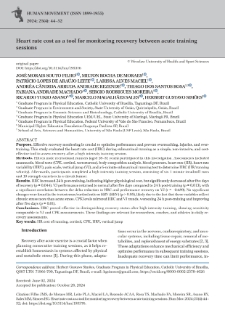 Heart rate cost as a tool for monitoring recovery between acute training sessions