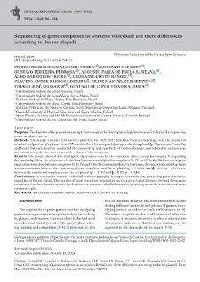 Sequencing of game complexes in women’s volleyball: are there differences according to the set played?