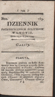 Dziennik Patryotycznych Politykow w Lwowie. R. 1795 Nr 169