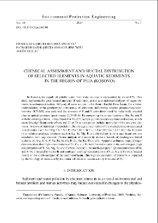 Chemical assessment and spatial distribution of selected elements in aquatic sediments in the region of Peja (Kosovo)