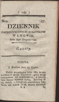 Dziennik Patryotycznych Politykow w Lwowie. R. 1795 Nr 187