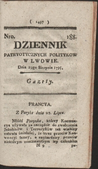 Dziennik Patryotycznych Politykow w Lwowie. R. 1795 Nr 188