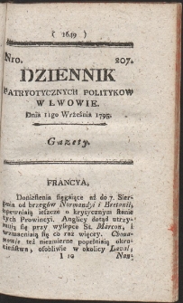 Dziennik Patryotycznych Politykow w Lwowie. R. 1795 Nr 207