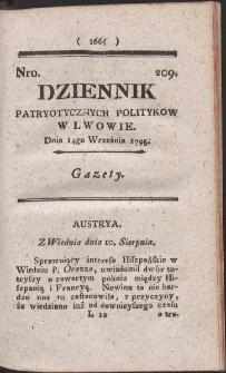 Dziennik Patryotycznych Politykow w Lwowie. R. 1795 Nr 209