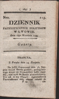 Dziennik Patryotycznych Politykow w Lwowie. R. 1795 Nr 213